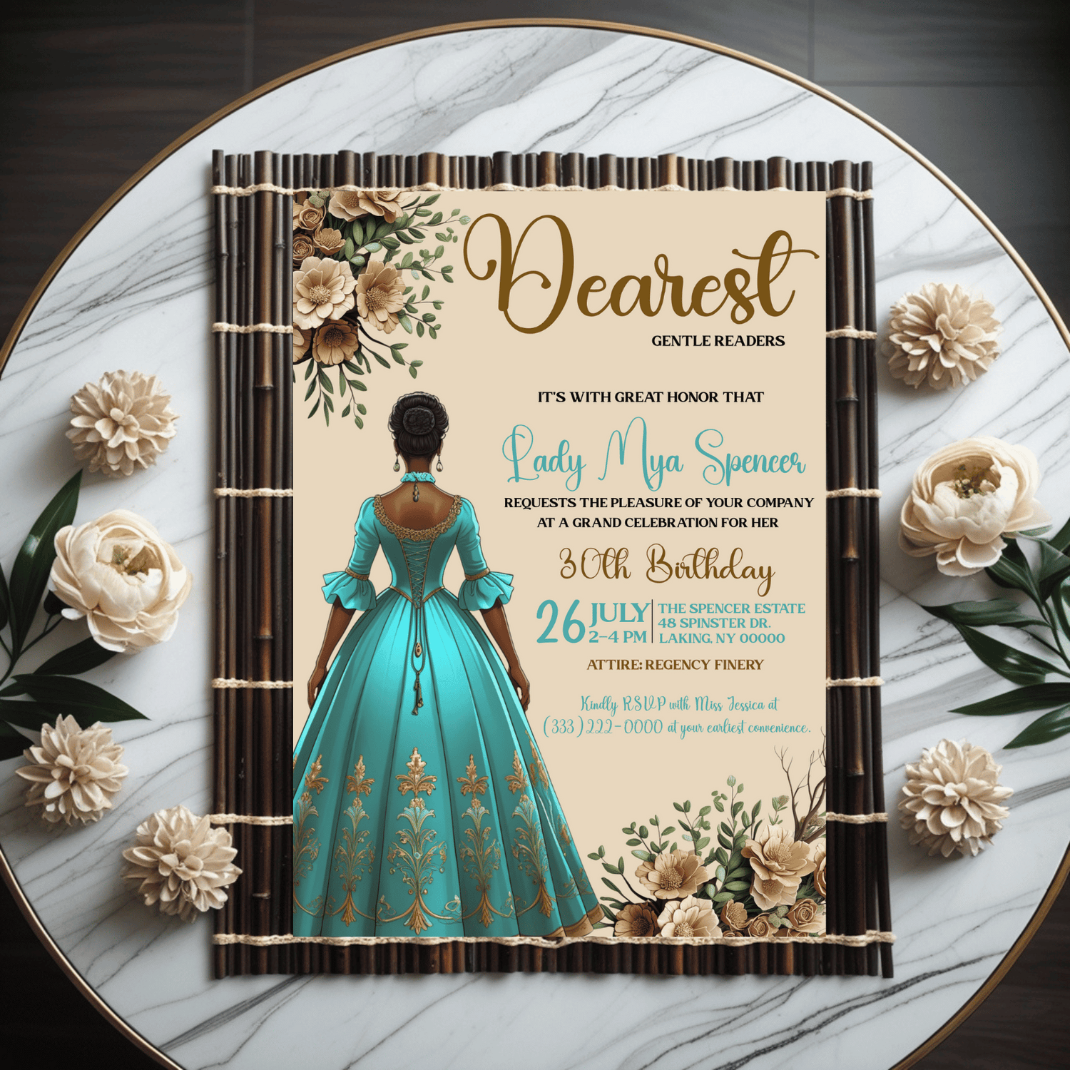 Bridgerton Themed Party editable through CORJL - digital product