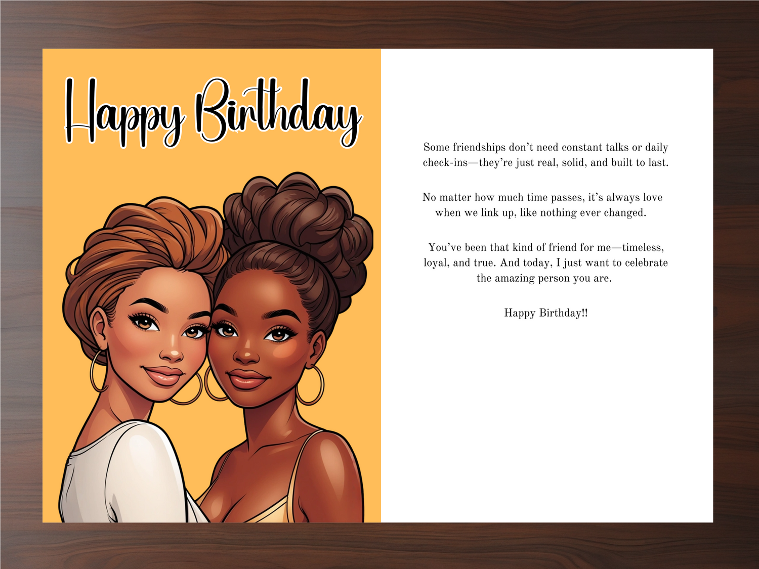 Like No Time Has Passed – Black Friendship Birthday Card - physical greeting cards