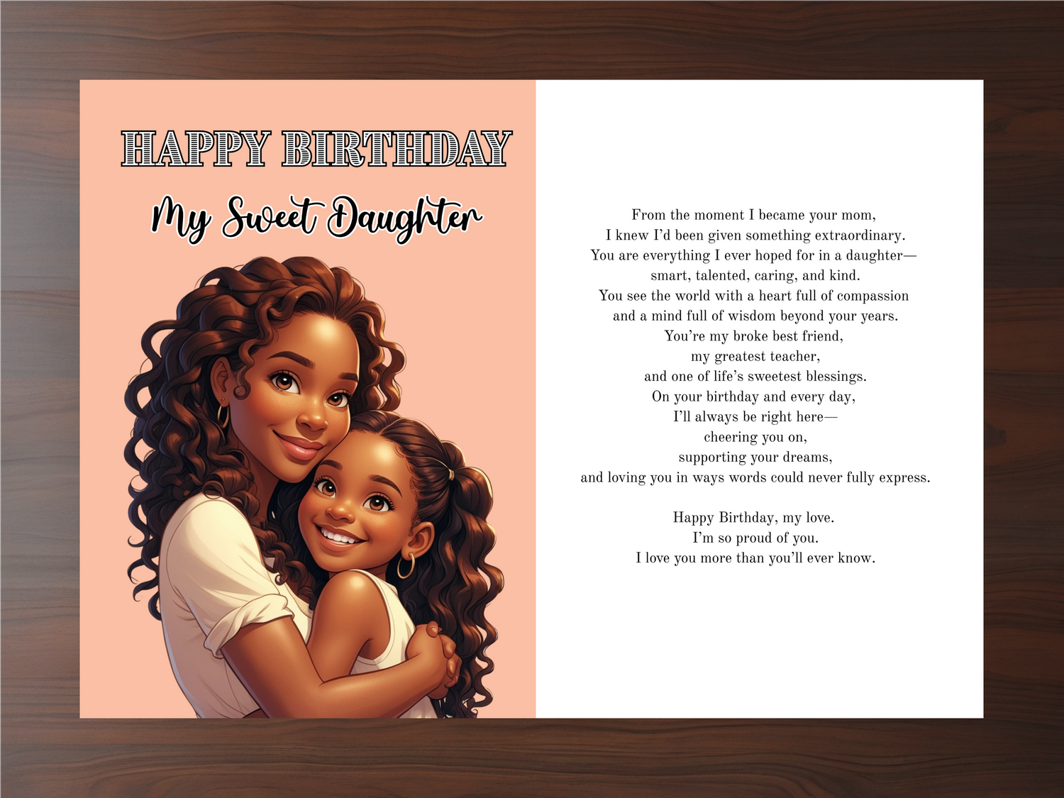 Happy Birthday to a Wonderful Daughter - Greeting cards for Black Women. 5x7