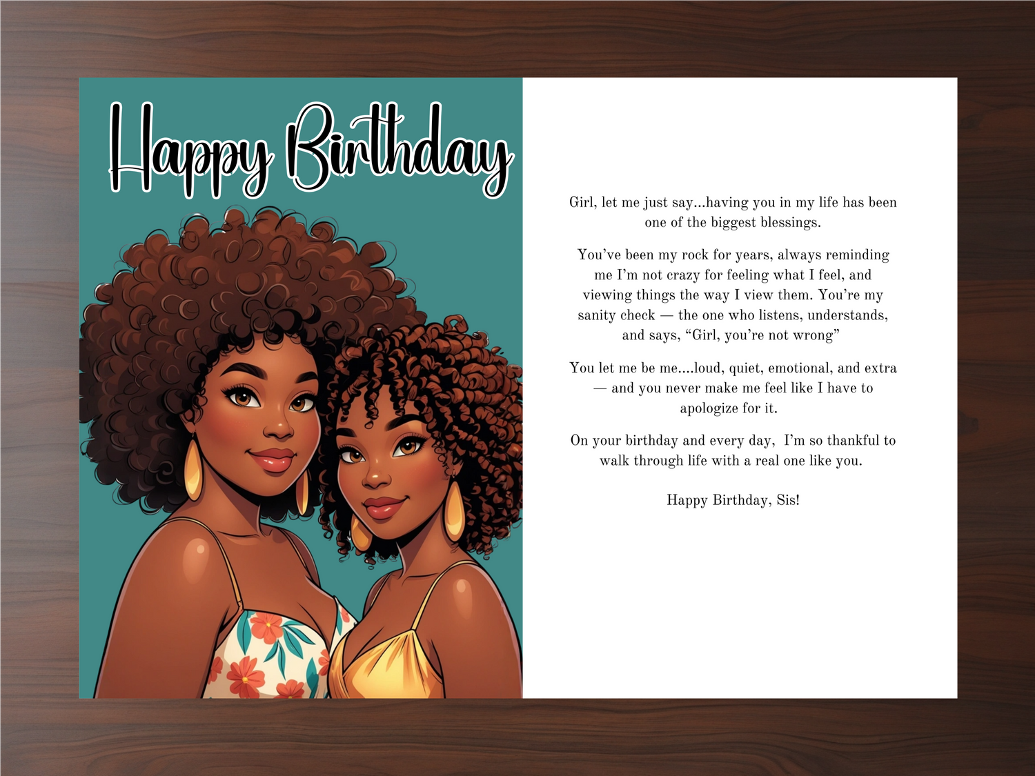 Real One – Birthday Card for Your Day-One Sister-friend - Black Women Greeting Cards