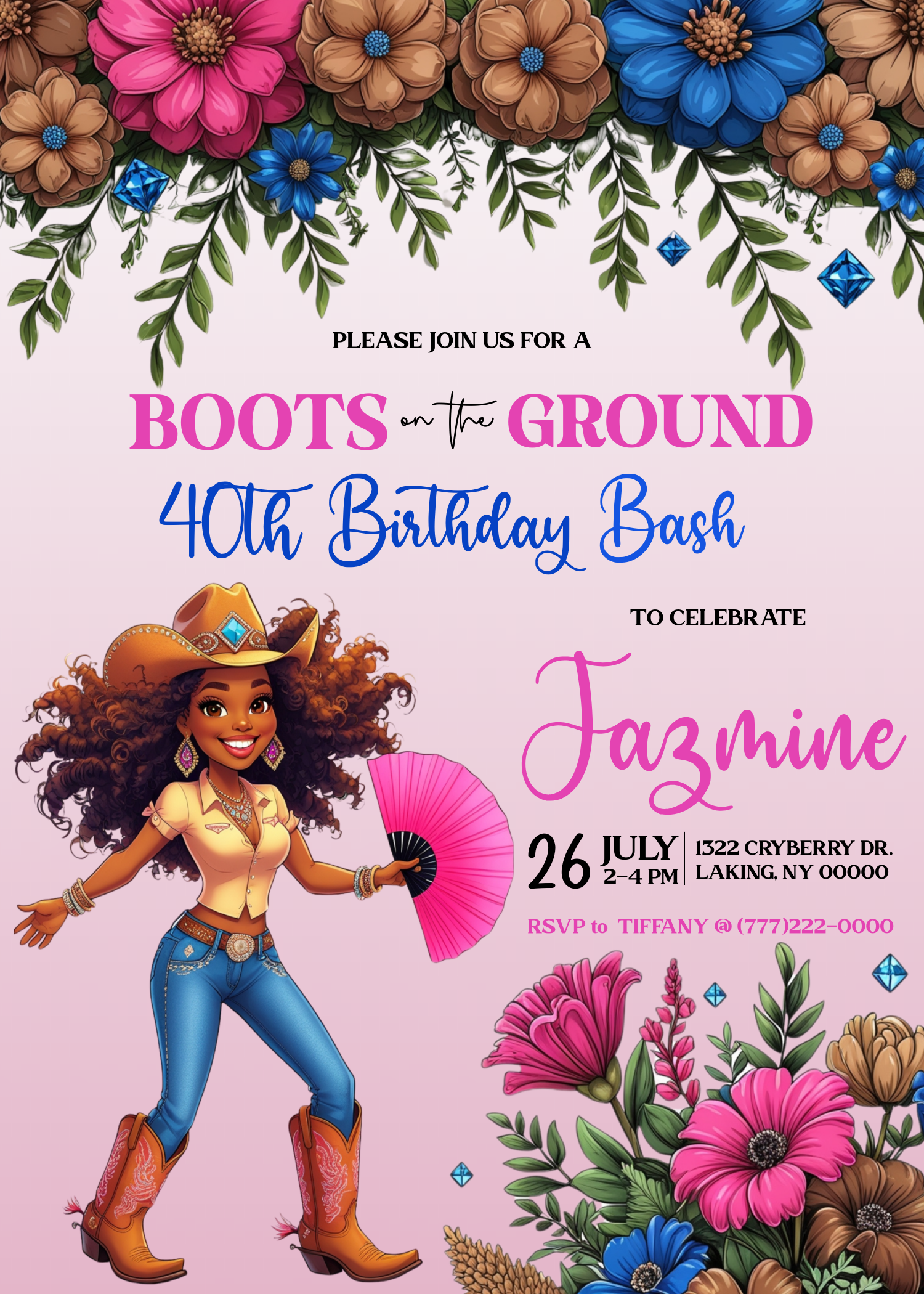 Boots On Ground Party Invitation editable through CORDL - digital image
