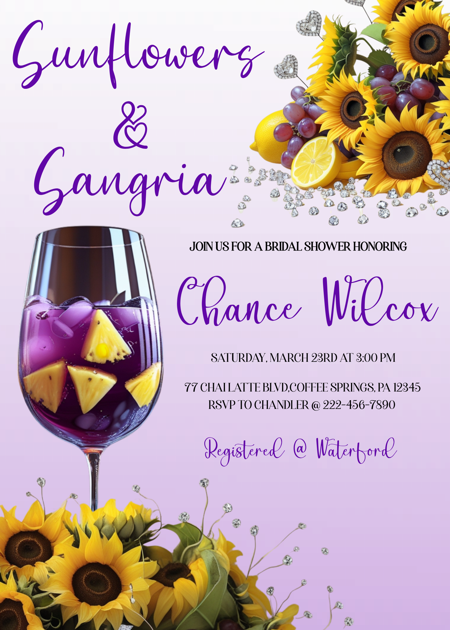 Sunflowers & Sangria - Digital Invitation - Editable through CORJL