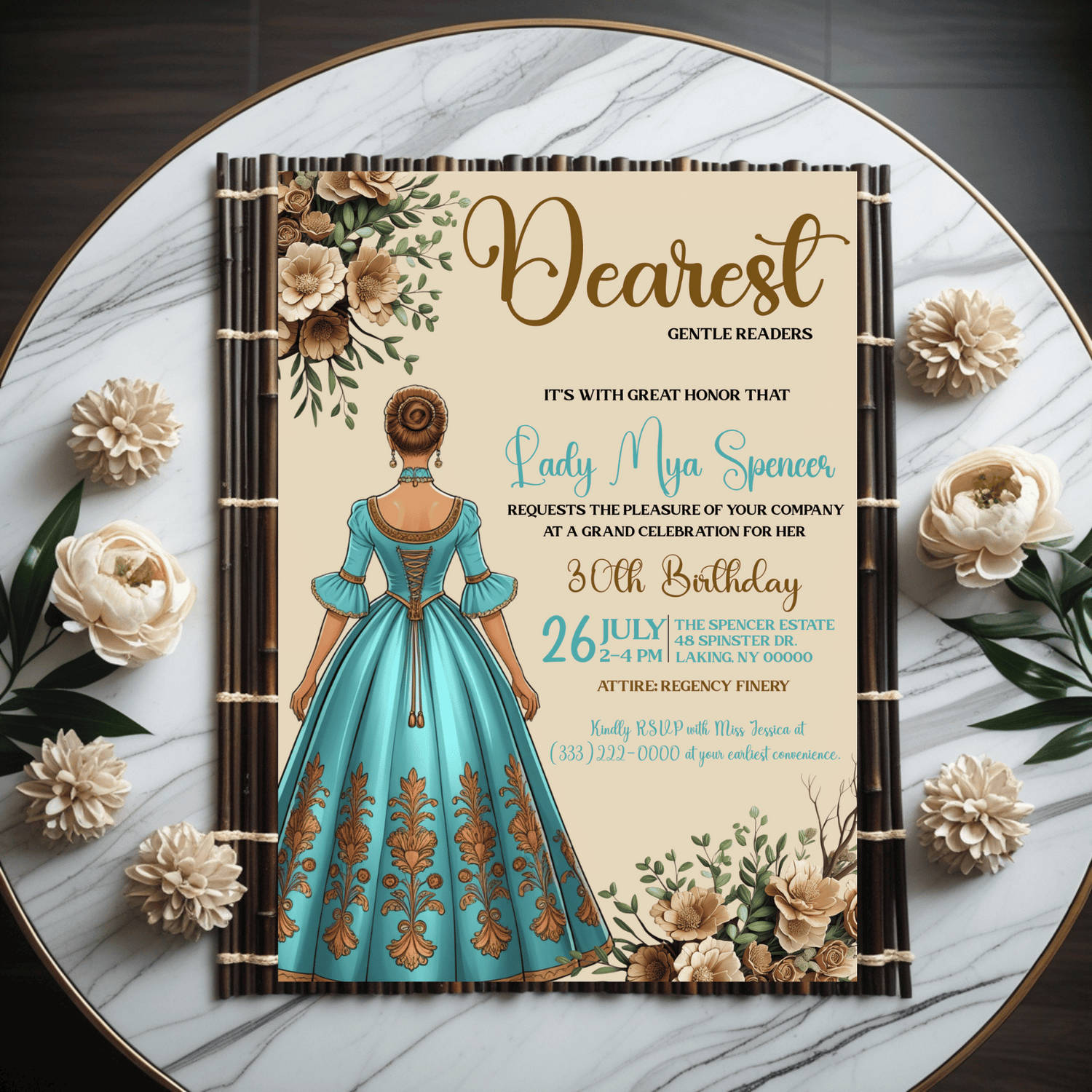 Bridgerton Themed Party editable through CORJL - digital product