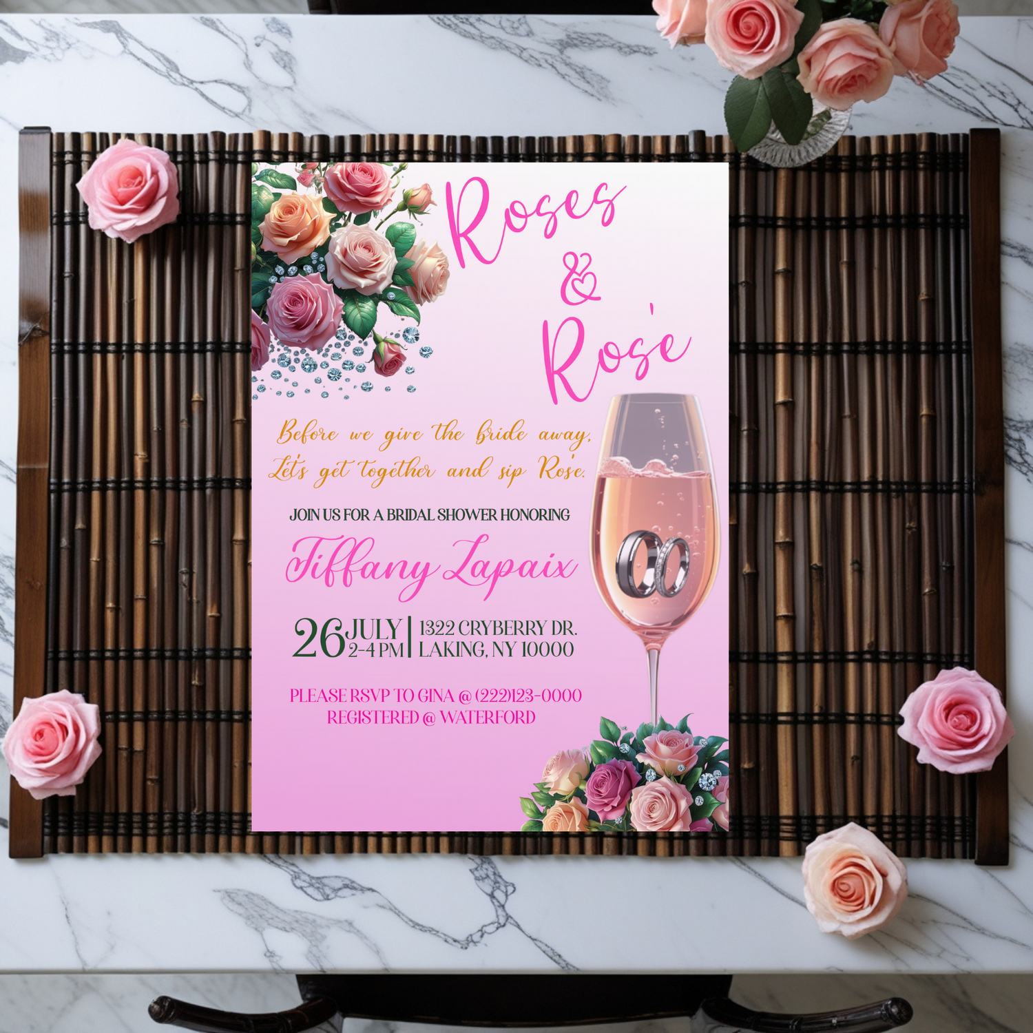 Roses & Rose' - Digital Invitation  - Editable through CORJL