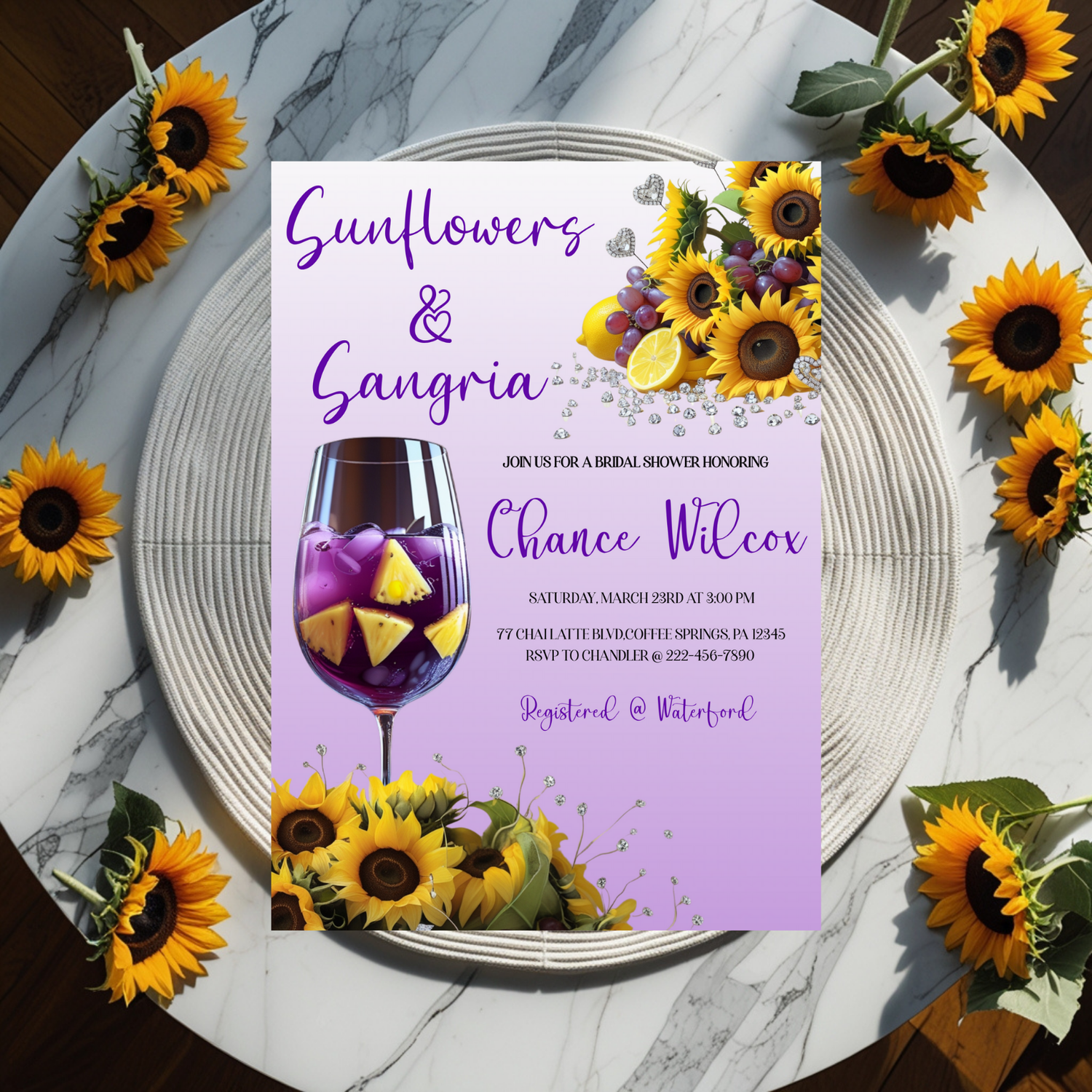 Sunflowers & Sangria - Digital Invitation - Editable through CORJL